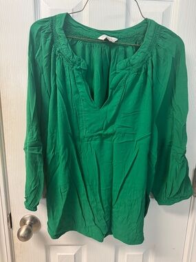 crown & ivy Emerald Green Peasant Tunic Top